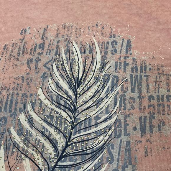 Ulla Popken Sz 28/30 Distressed Pink Full-zip Hooded Sweatshirt with Rhinestones - Picture 16 of 16